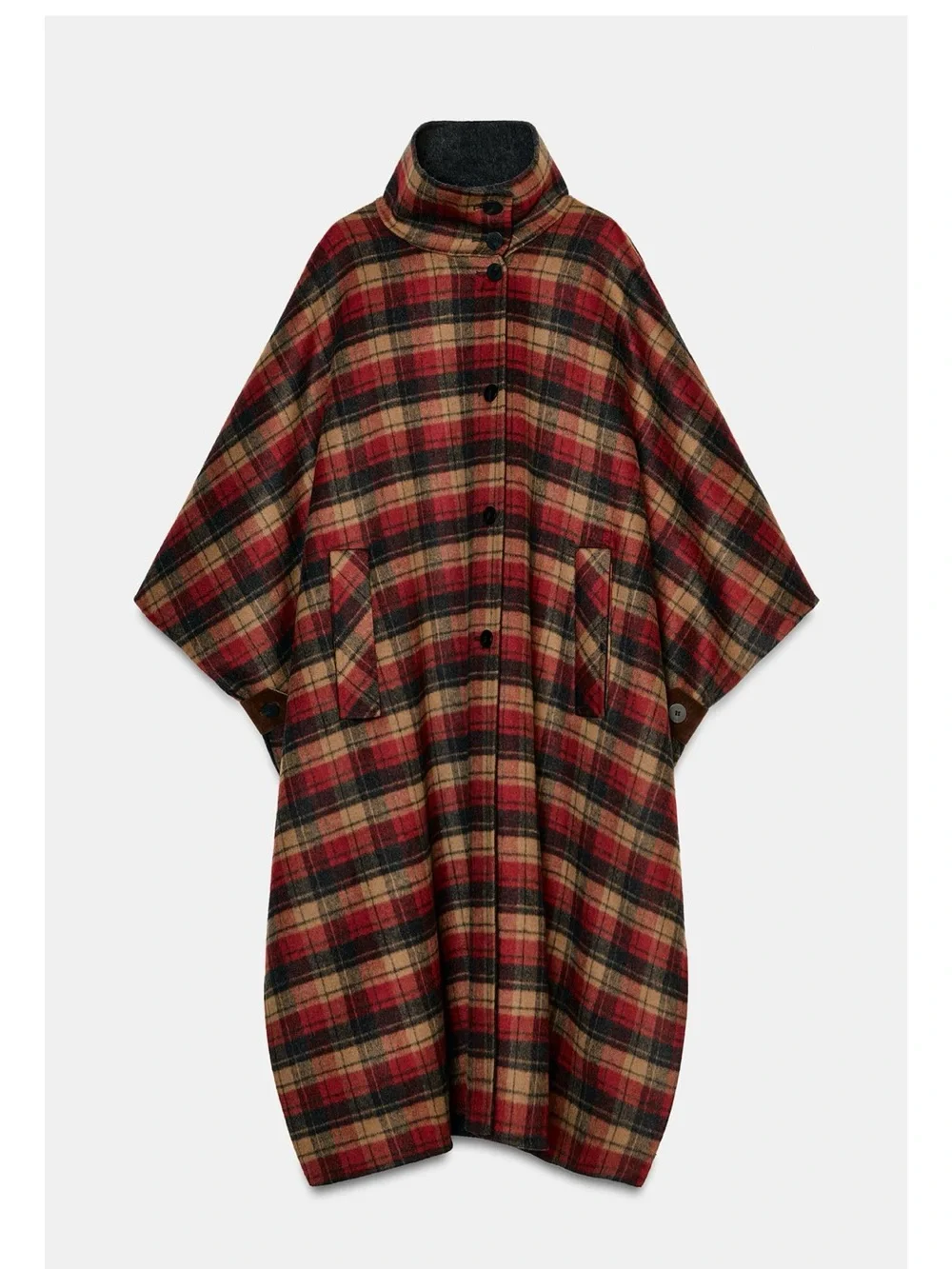 ZARA PLAID WOOL CAPE